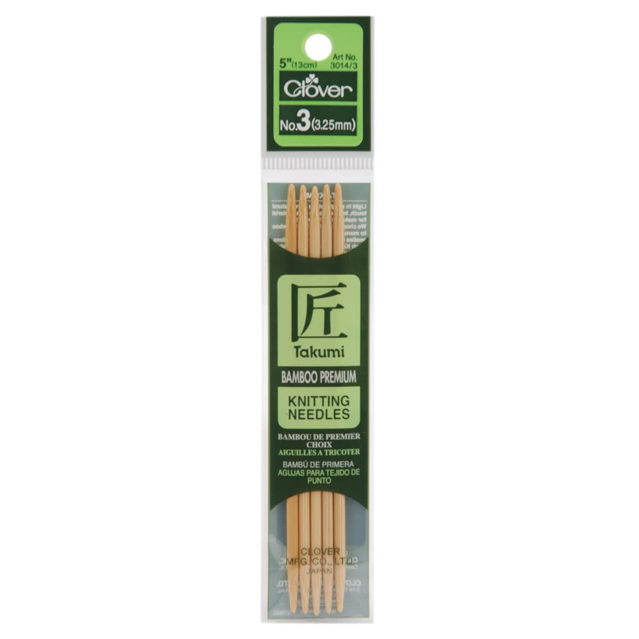 Clover Takumi® 5" Bamboo Double Pointed Knitting Needles